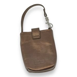 NWOT Hobo International Leather Phone Holder Bag Case with Strap Gold Bronze